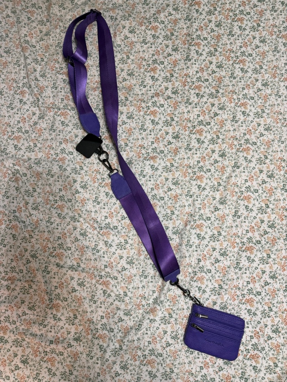Purple Crossbody Card Wallet with Adjustable Strap